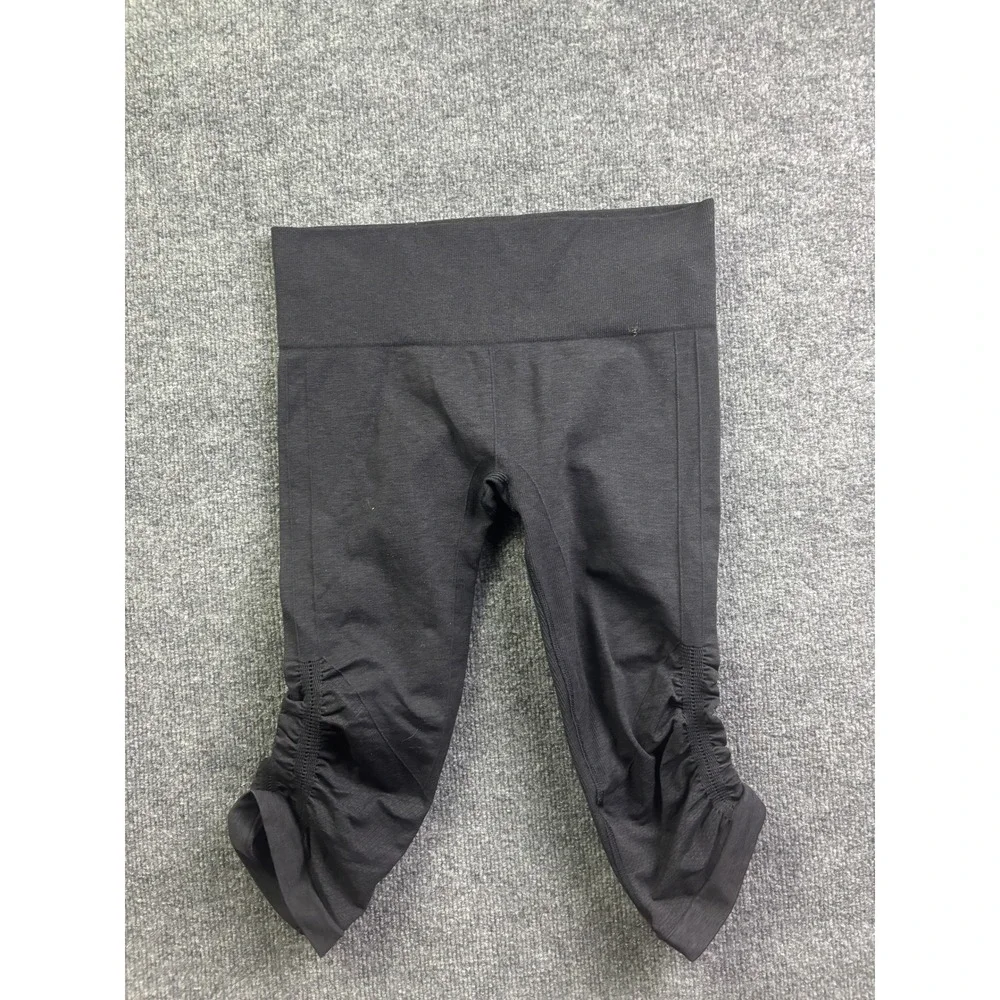 Lululemon Ebb To Street Crop Leggings Womens 8 Black Rouched Seamless Yoga Pants